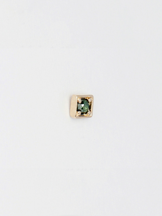 14K gold green rough diamond earring & piercing