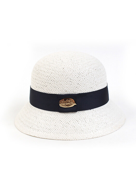 Navy Line Summer White Cloche Hat 여름페도라