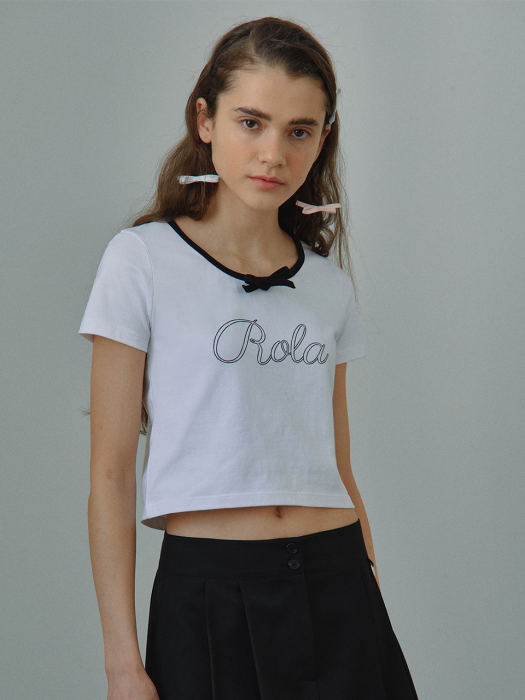 ROLA RIBBON NECK HALF T-SHIRTS WHITE