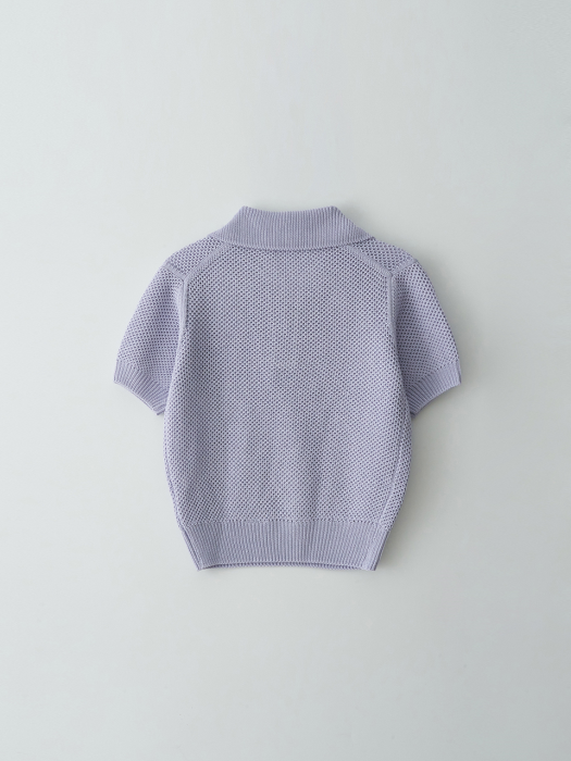 Pure Honeycomb Collar Knit_Purple