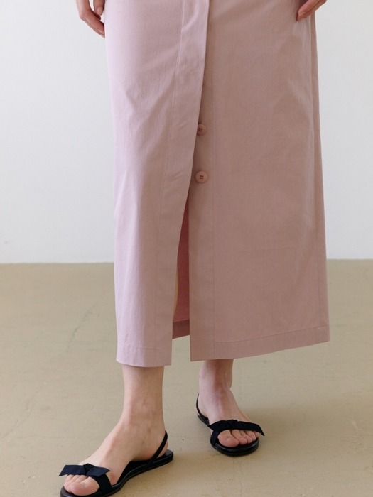 BUTTON DOWN MAXI SKIRT PINK