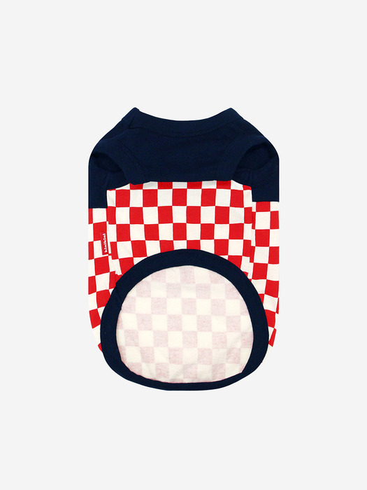 KINI CHECKER BOARD SLEEVELESS-RED(슬리브)