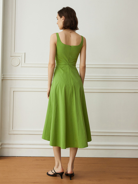 YY_Green tea side shirring dress