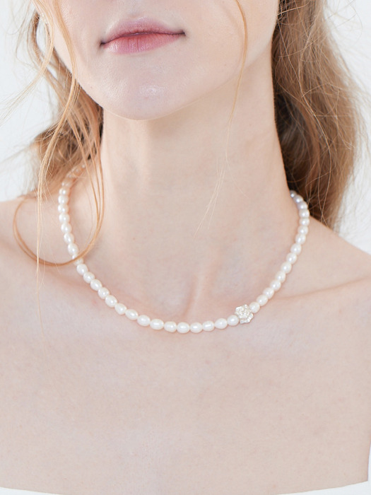 [Silver925]SE017 Rose point pearl necklace