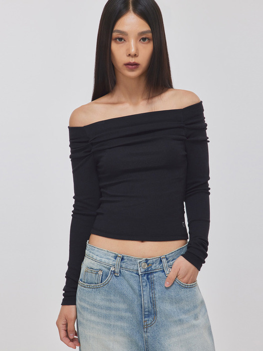 TUCKED ARMHOLE OFF-SHOULDER TOP_T326TP121(PB)