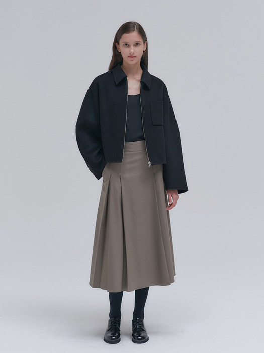 23FN handmade crop zip-up jacket [BK]