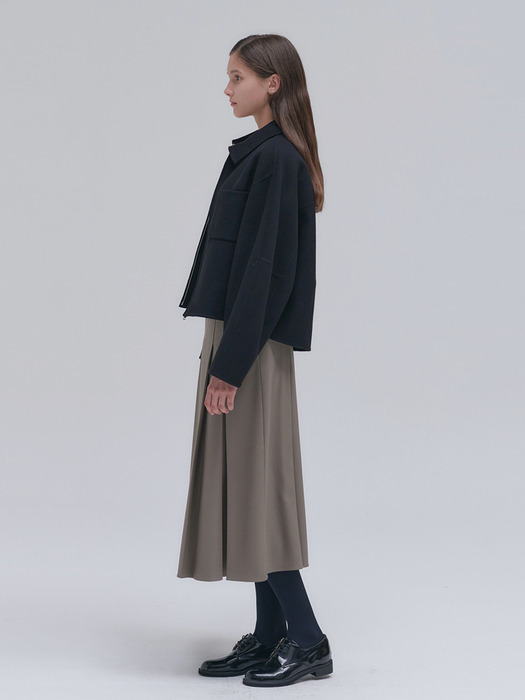 23FN handmade crop zip-up jacket [BK]