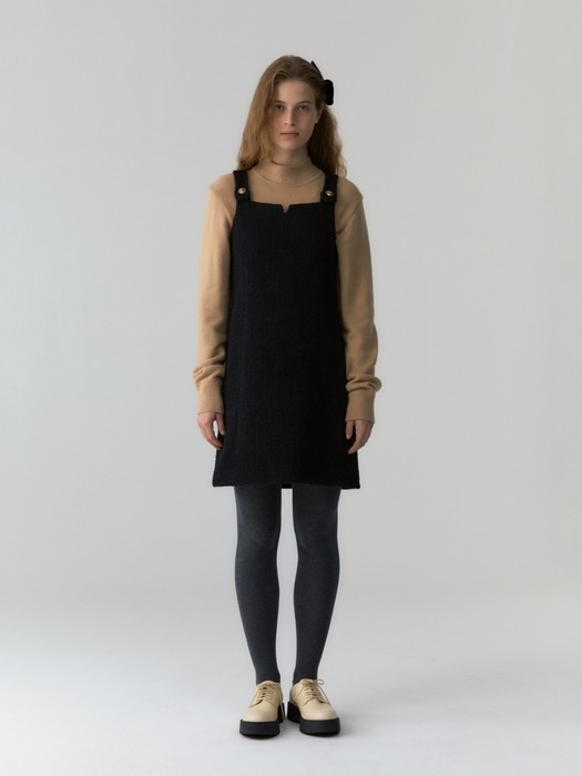 button sleeveless dress - black