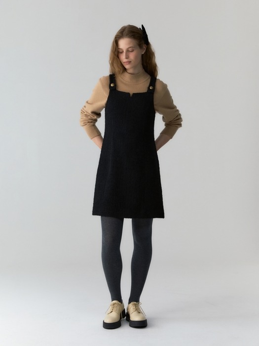 button sleeveless dress - black