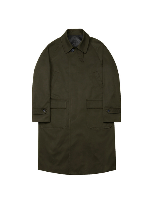 Bonheur Cotton Balmacaan Coat (Khaki)