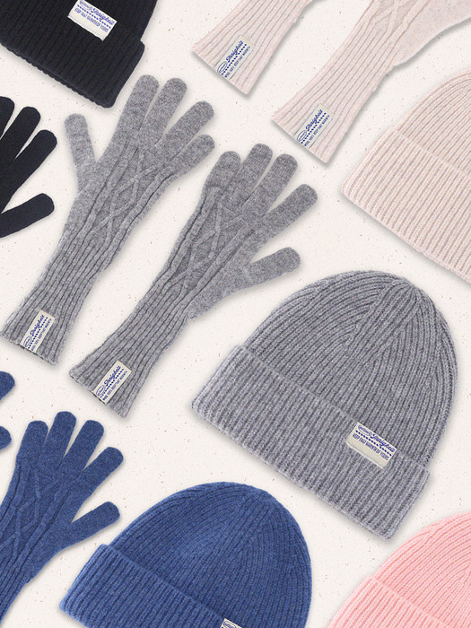 [선물포장]100% Wool Innigkeit Touch Gloves+Beanie SET_5 Colors