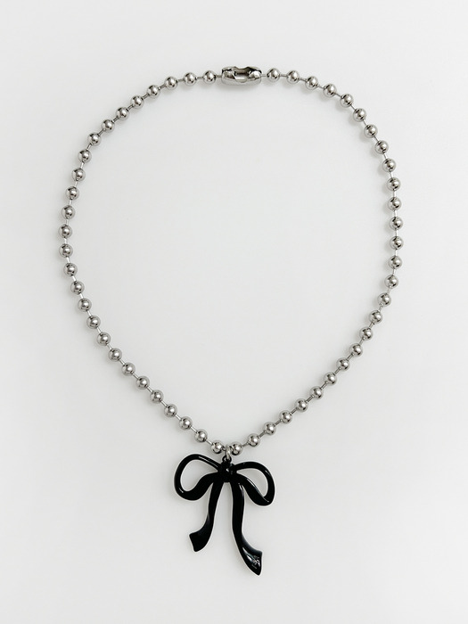 Black Bow Ball chain Necklace