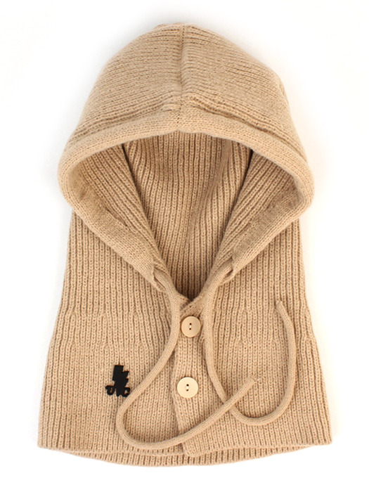 Wool Knit Light Beige Open Balaclava 바라클라바