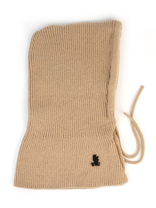 Wool Knit Light Beige Open Balaclava 바라클라바