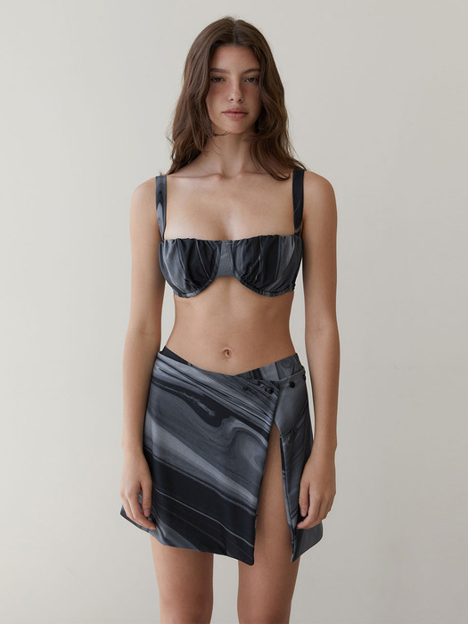 RVIS shirring bikini skirt multi black