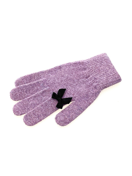 Ribbon Wool Gloves [Snow Purple]