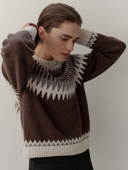 wool fair isle sweater (melange brown)