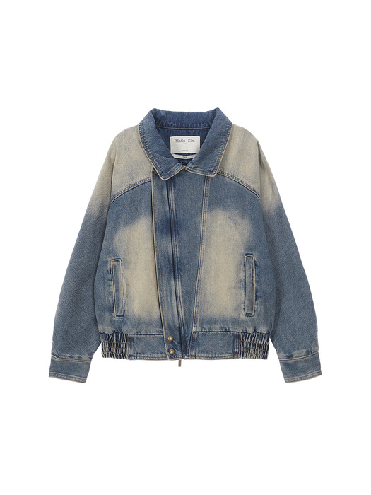 BRUSH WASHED DENIM JACKET IN BLUE