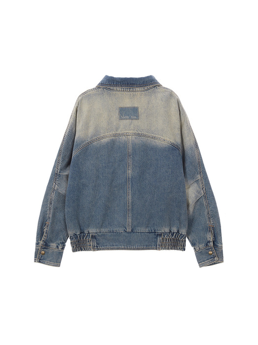 BRUSH WASHED DENIM JACKET IN BLUE