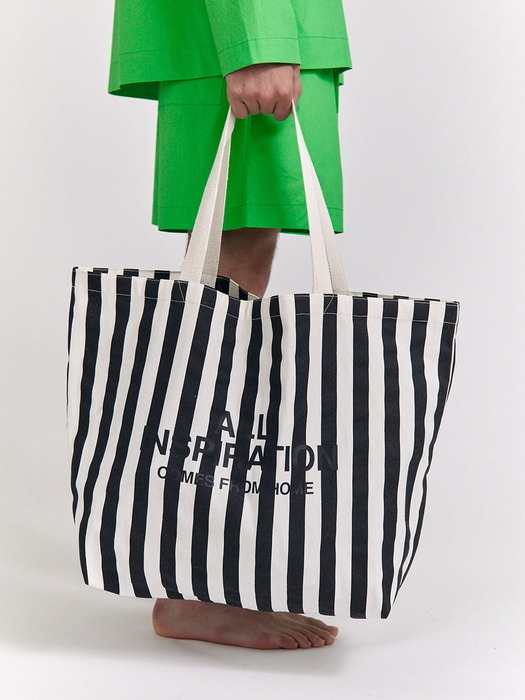 [Hanssem] Cotton Tote Bag (Striped-Black)