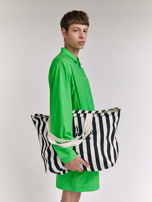 [Hanssem] Cotton Tote Bag (Striped-Black)