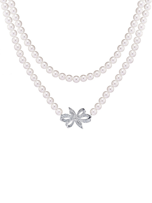 Imperial Bow Pearl Long Necklace