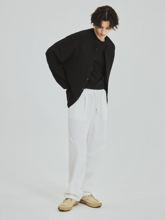 Linen Like Ruffle Cotton Cardigan-BLACK