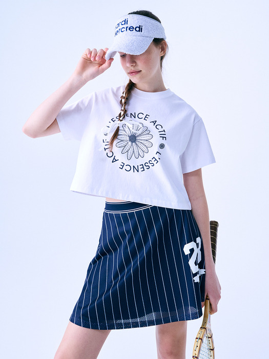 CROP TSHIRT ACTIF EMBLEM_WHITE NAVY