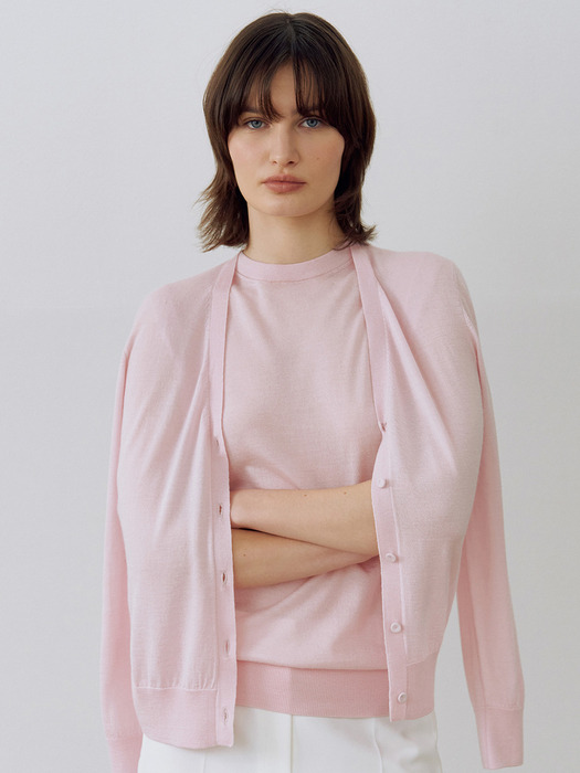 Silk Cashmere Sleeveless Knit Top Light Pink