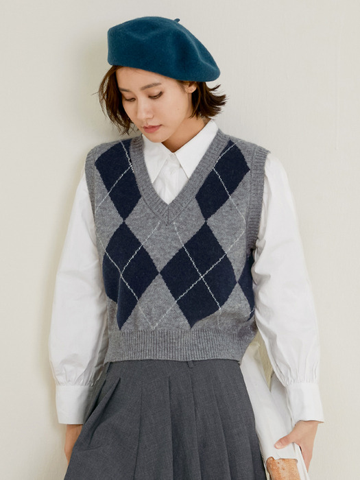LS_Classic rhombus knit vest