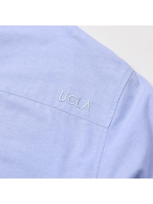 남여공용 옥스포드 오버핏 반팔 셔츠[BLUE](UA4SS80_43)
