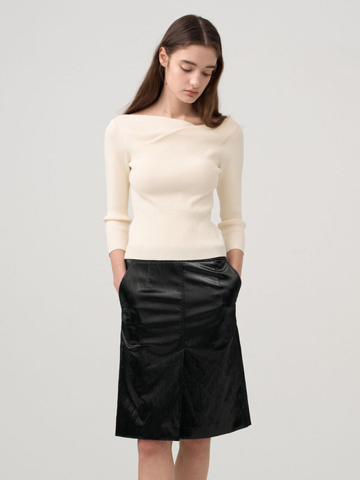 Slit Leather Skirt NEW4MS345