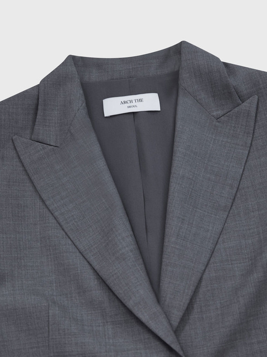 Wool Silk Single Jacket - Grey
