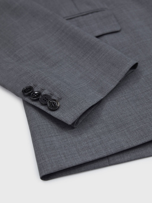 Wool Silk Single Jacket - Grey
