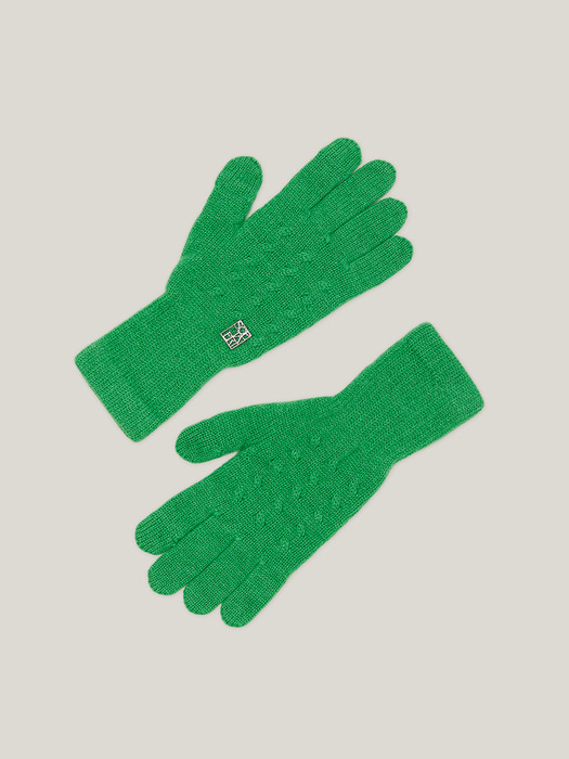 Cashmere 100% Finger Hole Knit Gloves For Womens (Forest Green)