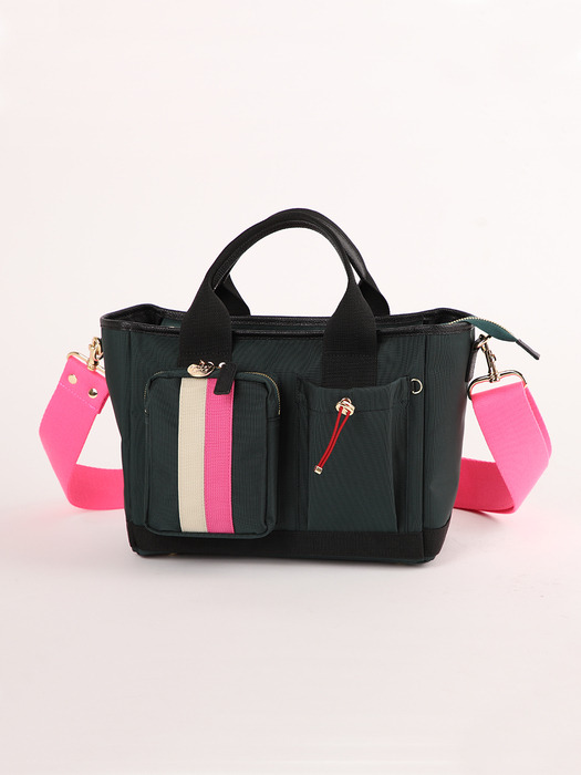 MONICA BLOSSOM_HUNTER GREEN with Hot Pink or Plum Wine Strap