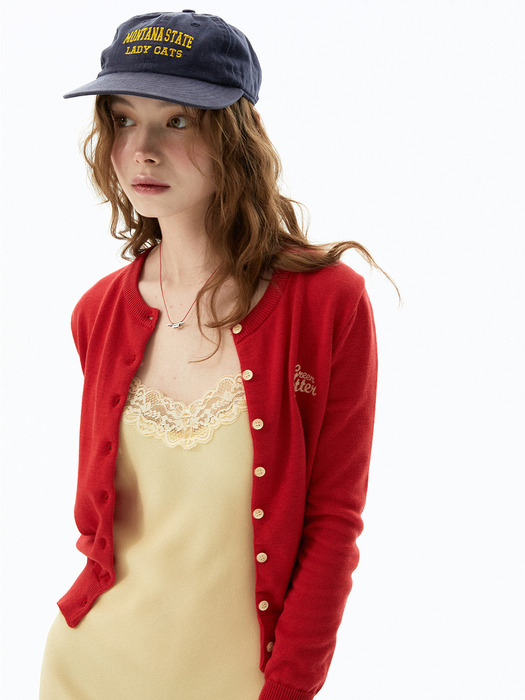 Washable Cotton Cardigan (Red)