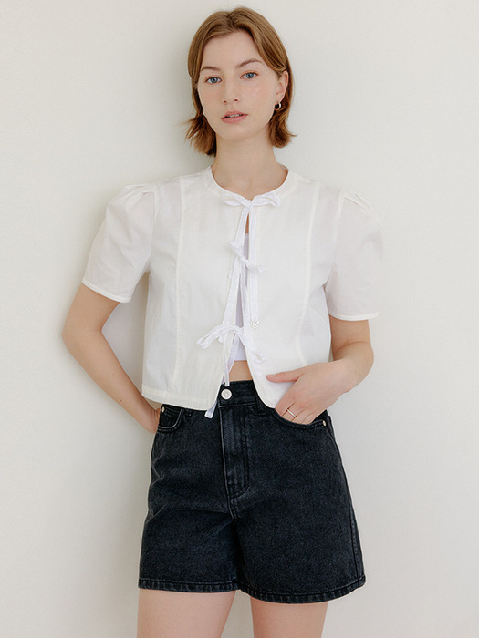 써니 리본 블라우스_화이트 / SUNNY RIBBON BLOUSE_WHITE