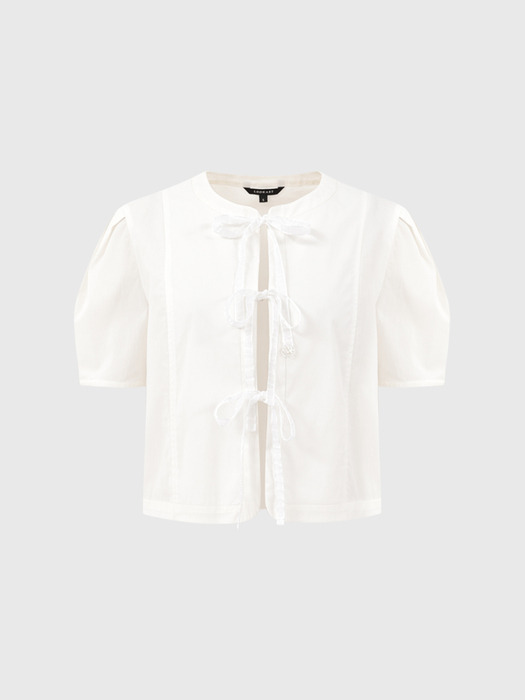 써니 리본 블라우스_화이트 / SUNNY RIBBON BLOUSE_WHITE