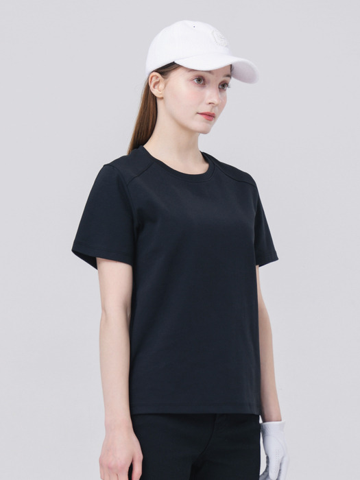 24SS 어깨 절개 등판 로고 포인트 루즈 핏 블랙 반팔 티셔츠
