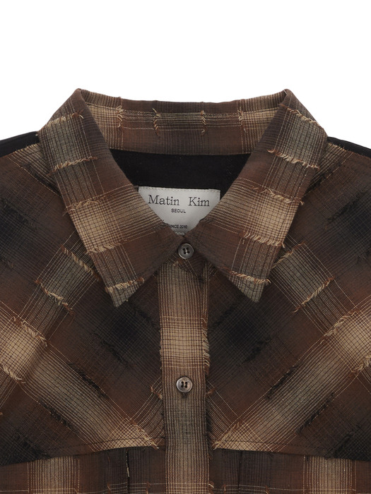 TWO POCKET CHECK SHIRT IN BROWN