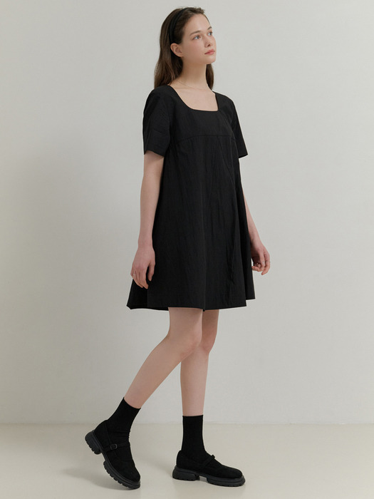 Heart button mini dress (black)