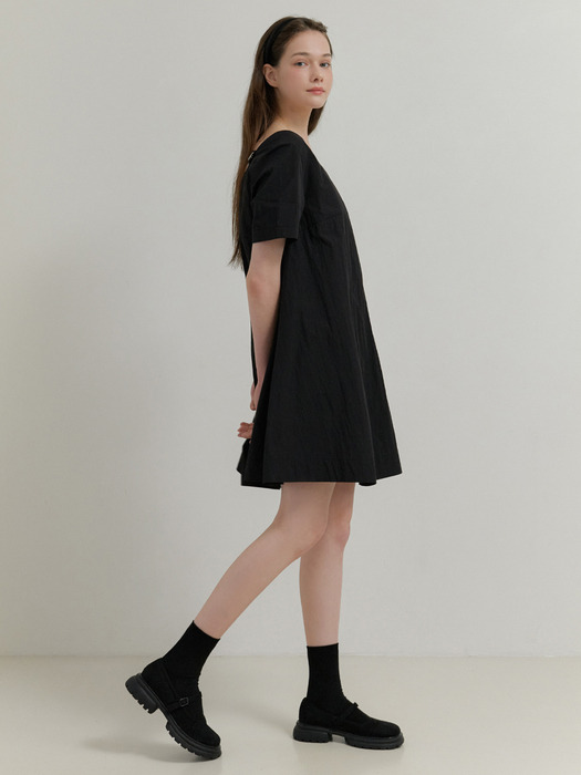 Heart button mini dress (black)