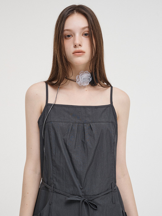 ワンピース ETMON Slip Pintuck Mini Dress, Charcoal 에트몽]Slip Pintuck Mini Dress, Charcoal