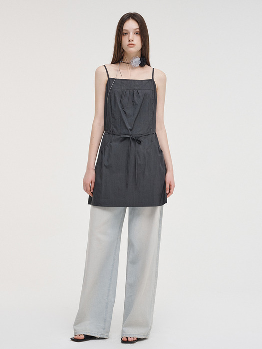 ワンピース ETMON Slip Pintuck Mini Dress, Charcoal 에트몽]Slip Pintuck Mini Dress, Charcoal