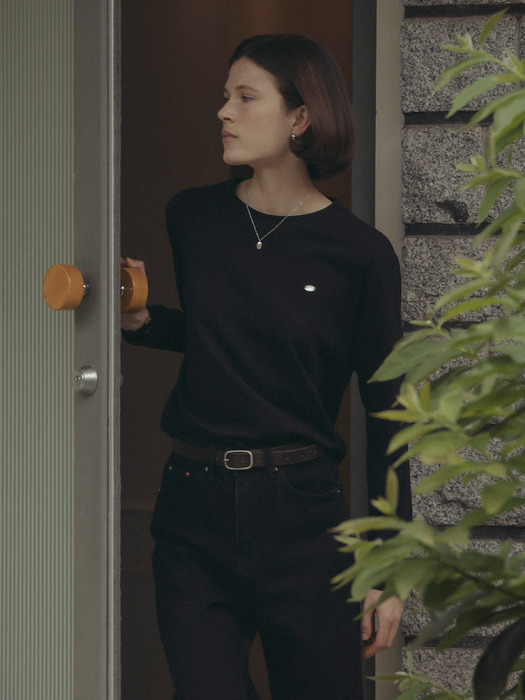 Soft basic logo long sleeved T-shirt_Black