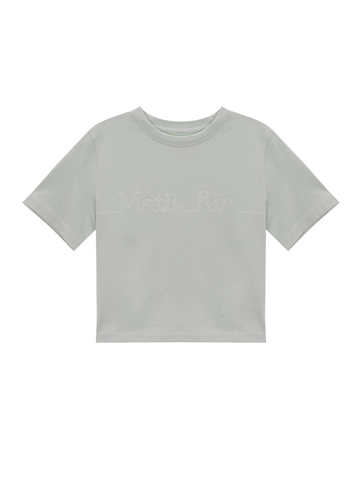 MATIN EDGE STITCH LOGO CROP TOP IN LIGHT GREEN