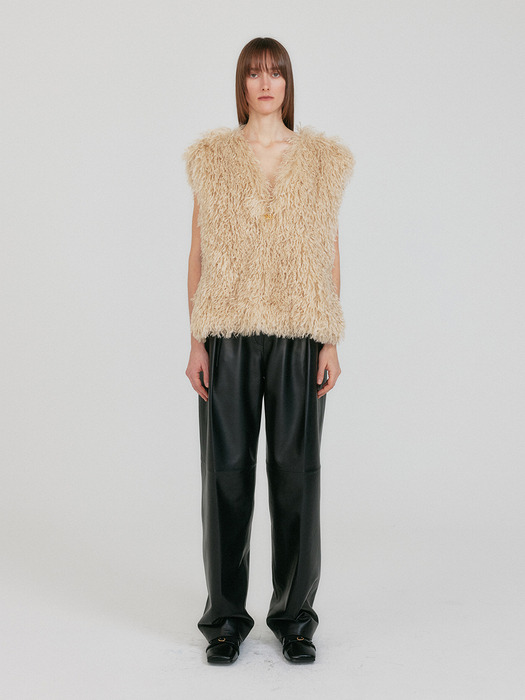 ZINTEE Faux Fur Vest - Light Beige