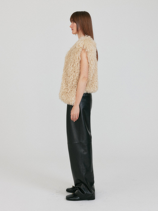 ZINTEE Faux Fur Vest - Light Beige