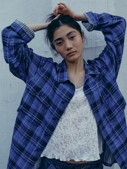 Reverse Check Shirt Blue_F243ST01